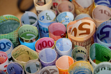 Rolled money as background