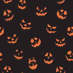 scary hallowheen faces design - seamless vector repeat pattern, use it for wrappings, fabric, packaging and other print and design projects