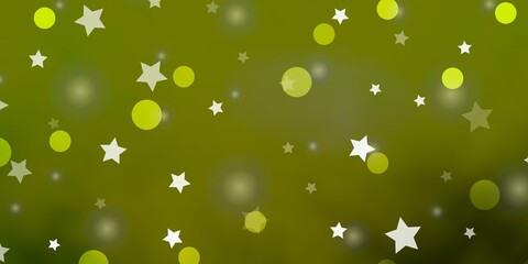 Light Green, Yellow vector template with circles, stars.