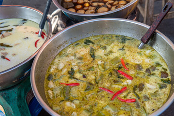 Street food - soup with thai chilis on top