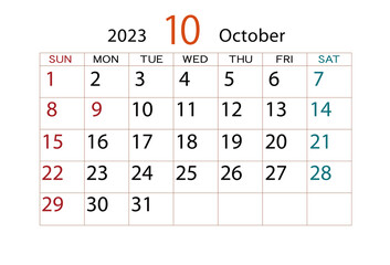 2023年カレンダー10月