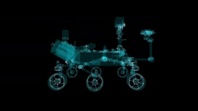 Particle hologram of Mars rover