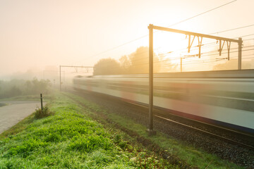 Sunrise to the track whit an train