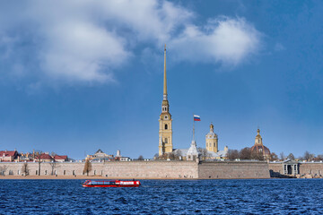 Fototapeta na wymiar Russia, St. Petersburg, view of the Peter and Paul Fortress on the Neva