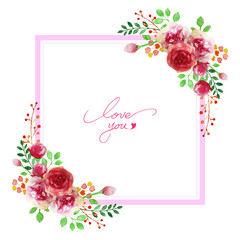 장미꽃 사각프레임-결혼예식 초대장 또는 프로포즈