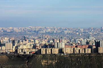 The beautiful city of Baku on the edge of the mountain.