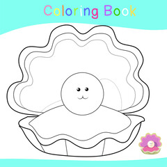 Coloring sea animals worksheet page. Educational printable coloring worksheet. Coloring game for preschool children. Black and white vector illustration. Motor skills education.