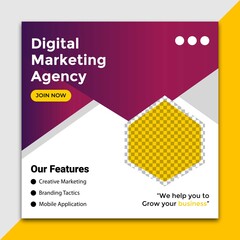 Digital marketing social media post banner template and corporate social media post template