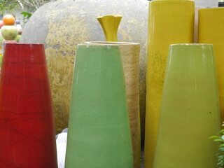 Picture of ceramic pot  multicolored stacked