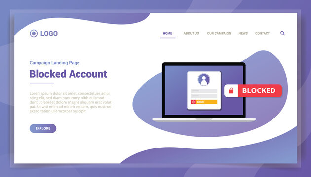 blocked account concept for website template landing homepage