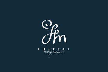 JM or HM Initial Logo Design with Handwriting Style. JM or HM Signature Logo or Symbol for Business Identity