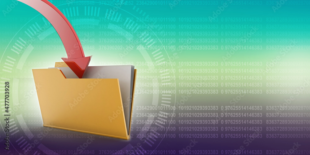 Poster 3d rendering folder with arrow