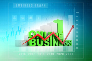 3d rendering Stock market online business concept. business Graph
