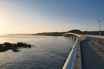 角島, 夕焼け, 風景, 橋, 美しい, 浜, 海, 太陽, 空, 自然, 雲, 波, 砂, 雲, 岸