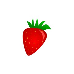 Strawberry red summer fruit, white background. Vector graphic illustration. Sweet natural organic dessert, fresh berries