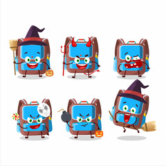 Halloween expression emoticons with cartoon character of backpack children