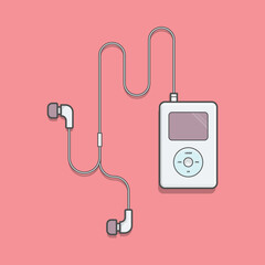 Ipod audio music player with headset vector illustration - obrazy, fototapety, plakaty
