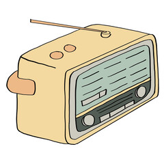 radio or electronic device in hand drawn style. minimalist cartoon concept design. vintage radio.