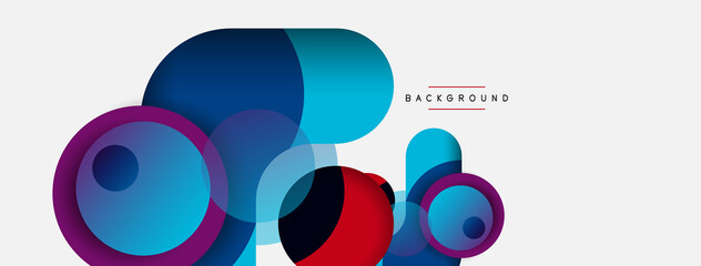 Vector round shapes circles minimal geometric background. Vector illustration for wallpaper banner background or landing page
