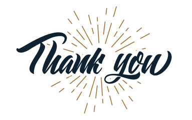 Thank you Hand drawn lettering. Calligraphic Lettering, Vector illustration.