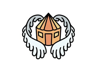 Wing House Logo Design Vector Illustration