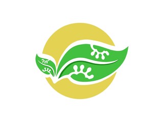 Animal Footprints with Leaves Logo Design