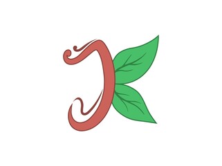 Fototapeta premium Letter k Logo Design. Plant Vector Illustration