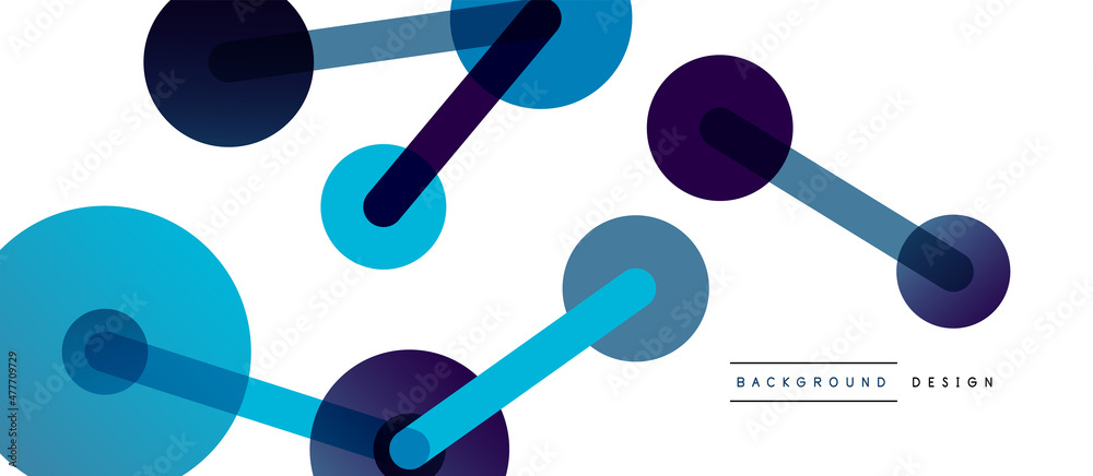 Poster Line points connections geometric abstract background. Circles connected by lines. Trendy techno business template for wallpaper, banner, background or landing