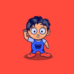 Cute boy cartoon character standing position