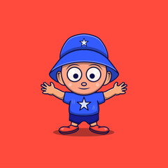 Cute boy cartoon character standing position
