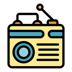 Radio actualization icon. Outline Radio actualization vector icon color flat isolated