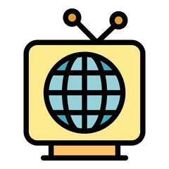 Tv actualization icon. Outline tv actualization vector icon color flat isolated