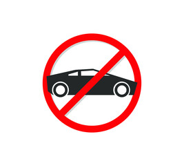 Circle Prohibited Sign For No Car. No Parking Sign. Vector illustration