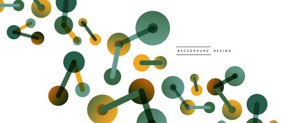 Abstract background. Round dots connected by lines. Trendy techno business template for wallpaper, banner, background or landing