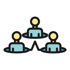 Manager hierarchy icon. Outline manager hierarchy vector icon color flat isolated