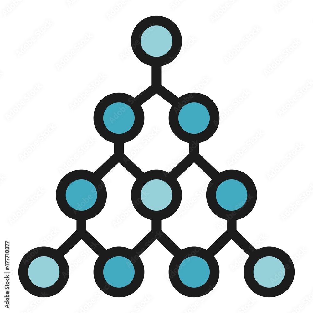 Poster hierarchy network icon. outline hierarchy network vector icon color flat isolated - Posters