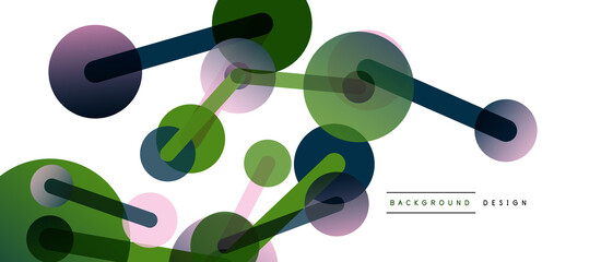 Abstract background. Round dots connected by lines. Trendy techno business template for wallpaper, banner, background or landing