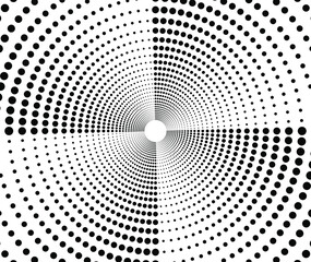 Spiral wave rhythm dynamic. Abstract swirl form with dots. Design spiral background. Vector illustration