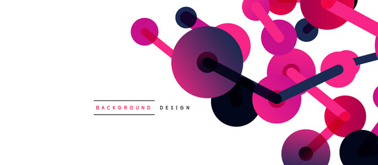 Line points connections geometric abstract background. Circles connected by lines. Trendy techno business template for wallpaper, banner, background or landing