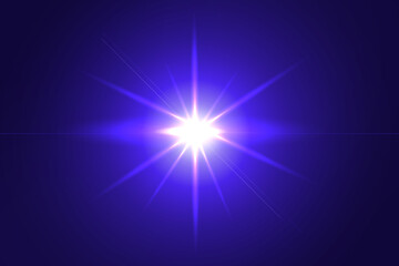 Len flare effect on  a dark purple background