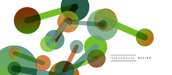 Line points connections geometric abstract background. Circles connected by lines. Trendy techno business template for wallpaper, banner, background or landing