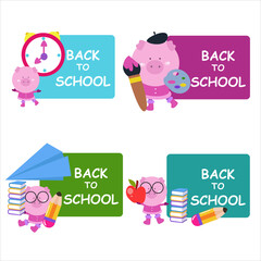 Back to school illustration with cute animals collection 5