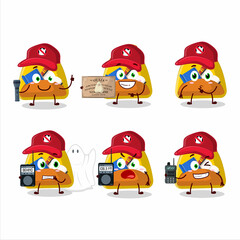 Ghost hunter cartoon school bag character using camera