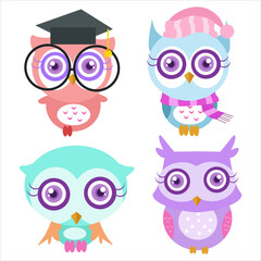 Cute owl illustration character collection 3