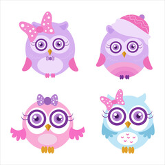 Fototapeta premium Cute owl illustration character collection 4