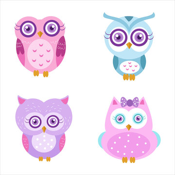 Cute owl illustration character collection 1