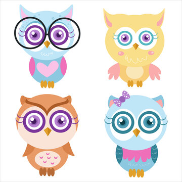 Cute owl illustration character collection 2