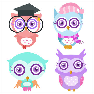 Cute owl illustration character collection 3