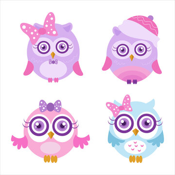 Cute owl illustration character collection 4