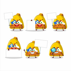 School bag cartoon character bring information board